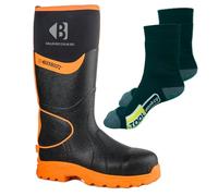 Buckler Buckbootz BBZ8000 Hi Visibility Neoprene Safety Wellington Boots with TM Boot Socks (Orange/Black, UK Footwear Size System, Adult, Men, Numeric, Medium, 9)