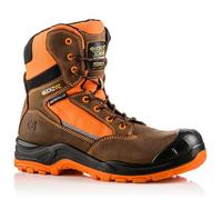 Buckler Buckbootz BVIZ1 Waterproof Hi Vis Safety Work Boots Buckz Viz Metal Free (Brown/Orange, UK Footwear Size System, Adult, Men, Numeric, Wide, 9)
