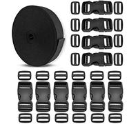 Buckles Strap Set of 1 inch ,10 Yards Webbing With 10 pcs Nylon Quick Side Release Buckle and 20 pcs Tri-Glide Slides - Plastic Buckles,No Sewing Heavy Duty ,for DIY Making Luggage Strap, Pet Collar
