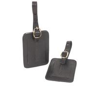 Bucklestone - 2 Pack Leather Luggage Tags - Gift Set of Two - Tags for Suitcases, Baggage, Cruise & Travel - with Name ID Card - Bristol - Black