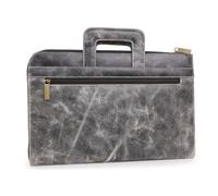 Bucklestone - Men's Distressed Leather A4 Zip Conference Folder - Document Holder with Card & Pen Pockets - Fits Tablet - Retractable Handle - Westminster Black
