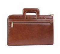 Bucklestone - Men's Leather A4 Zip Conference Folder - Document Holder with Card & Pen Pockets - Fits Tablet - Retractable Handle - Westminster Tan