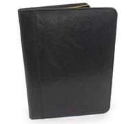 Bucklestone - Men's Leather A4 Zip Conference Folder - Portfolio Document Holder with Notepad - Business Card, Pen & Tablet Pockets - London - Black