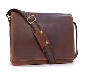 Bucklestone - Men's Leather Medium Messenger Bag - Crossbody Work Bag for 15 inch Laptop & A4 Notebooks - Lancaster - Brown