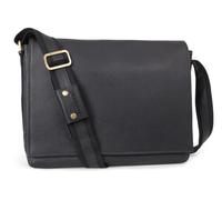 Bucklestone - Men's Leather Messenger Shoulder Bag - For 17 inch Laptop - Large Crossbody Work Bag With Padded Compartment - Chester - Black