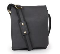 Bucklestone - Men's Leather Shoulder Bag - Small/Medium Messenger - Crossbody Work Bag for Tablet and A4 Notebooks - Warwick - Black