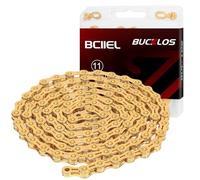 BUCKLOS 6/7/8/9/10/11/12 Speed Bike Chain,Bicycle Chain for Road Bike/E-Bike/Mountain Bike/MTB/Shimano SRAM,Half/Full Hollow Bike Chain Silver/Gold 1/2 x 11/128 Inch 116 Links with Quick Link