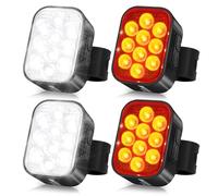 BUCKLOS Bike Lights Front and Back for Night Riding, 10 LED Ultra Bright 8+9 Modes USB Rechargeable Bicycle Headlight and Taillight, IPX6 Waterproof 1100mAh Bike Light Set, 35 Hrs Long Battery Life