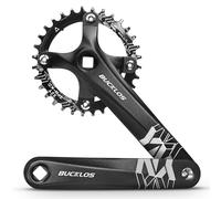 BUCKLOS MTB Mountain Bike Single Speed Square Taper Crankset -170mm Cranksets Bicycle Crank Set with 104BCD 32/34/36/38/40/42T Round/Oval Chainring Fit for Ebike/Commuter Bike