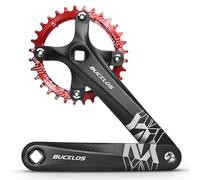 BUCKLOS MTB Mountain Bike Single Speed Square Taper Crankset -170mm Cranksets Bicycle Crank Set with 104BCD 32/34/36/38/40/42T Round/Oval Chainring Fit for Ebike/Commuter Bike