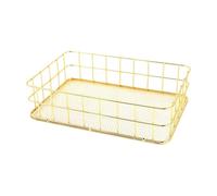 Bucolic Gold Wire Organizers Basket With Smooth Brims For Cosmetics Office Supplies Kitchen Utensils Storage Metal Home Decors Basket