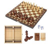 BUCOMTU 3 in 1 Wooden Chess Board, 29 x 29 cm, Magnetic, Portable, Foldable, for Kids & Adults, Ages 3+