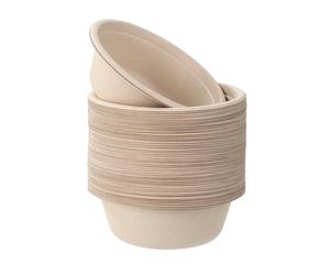BUCOMTU 50 Pieces Disposable Bowls, 500 ml / 17 oz, Disposable Cutlery, Disposable Paper Bowls, Natural Alternative to Plastic, Biodegradable Tableware, for Barbecues, Camping and Parties