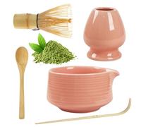 BUCOMTU Matcha Set of 5 Matcha Broom Set Matcha Whisk Set for Home, Office, Tea Room, Matcha Lovers, Pink
