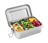 BUCOMTU Stainless Steel Lunch Box, 850 ml, Leak-Proof, Metal Lunch Box with 2 Compartments, Lunch Box, Lunch Box, Environmentally Friendly & BPA-Free for Adults and Children (850 ml)