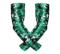 Bucwild Sports Compression Arm Sleeves 1 Pair - 2 Sleeves Youth & Adult Sizes Football Baseball Basketball Cycling Tennis, Green Camo, Youth M