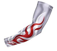 Bucwild Sports Flame Compression Arm Sleeve Youth/Kids & Adult Sizes - Baseball Basketball Football Running - UV/Sun Protection Cooling Base Layer Pain Relief (Gray - Youth Small)