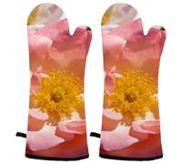 Bud Heat Resistant Oven Mitts, 2 Pairs Non-Slip Silicone & Cotton Lining, Flexible Kitchen Gloves for Baking, Grilling, Cooking, Microwave & Air Fryer (Black & Gray)