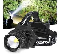 Bud K LED Head Torch USB Rechargeable, Head Lamp XHP70 Super Bright 90000 High Lumen with 5 Modes, Batteries Included, Zoomable, Waterproof Headtorch for Camping Hunting Running Fishing Biking