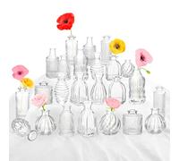 Bud Vases in Bulk 24, Small Glass Vase for Centerpieces, Vintage Vases for Decor, Mini Clear Single Flower Vase Bulk for Wedding Decor Rustic Decorative Christmas Vases Set Home Table Decorations