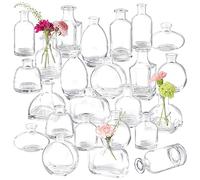 Bud Vases Set of 24, Glass Bud Vases in Bulk, Clear Bud Vases for Centerpieces, Small Glass Vases Flowers Vintage Vases for Rustic Wedding Home Decor Floral Arrangements Mini Glass Bud Vase