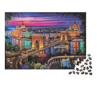 Budapest Bridge Night Recycled Board Puzzle: London Bridge at Sunset for Adults And Kids Age 12 Years Great Gift 52x38cm/1000pcs