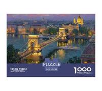 Budapest Chain Bridge Evening Scene 1000 Piece Jigsaw Puzzle Jigsaw Puzzle for Adults Paper Puzzle Game Relaxation Focus 52x38cm/1000pcs