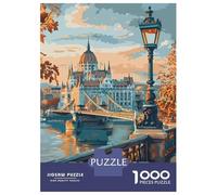 Budapest Cityscape 1000 Piece Jigsaw Puzzle, Historic Square Architecture, Thick Cardboard Pieces for Travel Lovers, Mindful Activity, Paper Board, 38x26cm/1000pcs