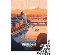 Budapest Cityscape Sunset Adult Paper Puzzle, Landmark Urban View, Interlocking Paper Pieces, Screen-Free Fun for Families, Birthday Gift, Paper Board, 38x26cm/1000pcs
