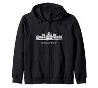 Budapest Hungarian Parliament Retro Skyline I Love Budapest Zip Hoodie