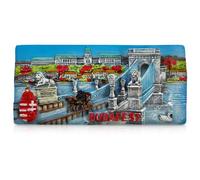 Budapest Hungary 3D Fridge Magnet Souvenir Collectible Featuring Chain Bridge, Buda Castle & “Budapest” Label Travel Gift (11×4.7×2 cm)