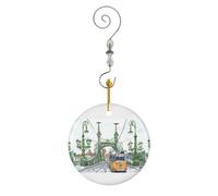 (Budapest Hungary Liberty Bridge Watercolor Painting-7477) Christmas Ornaments Ceramic Charm with Hook Crystal Handmade Xmas Tree Decorations Keepsake Stocking Stuffer