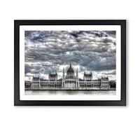 Budapest Hungary Parliament Modern Framed Print | A2 Black Framed Wall Art | Ready to Hang | Modern Cityscape Picture | Living Room Bedroom Lounge Office