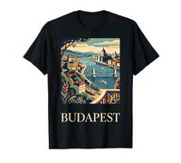 Budapest Hungary Parliament River Retro Travel Design T-Shirt