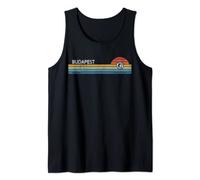 Budapest Hungary Retro Sunset Rainbow Synth Striped Tank Top