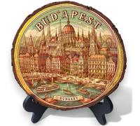 Budapest Hungary Souvenir - Danube-Inspired Wood Slice Plaque Ideal for Architecture Lovers & Eastern Europe Travel Collectors