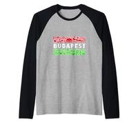 Budapest Hungary Symbols And Landmarks Travel Souvenir Raglan Baseball Tee