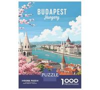 Budapest Hungary Travel Poster 1000 Piece Jigsaw Puzzle, Romantic City Break Scene, Thick Cardboard Pieces, Relaxing Challenge for Puzzle Lovers, Adult Puzzle, 70x50cm/1000pcs