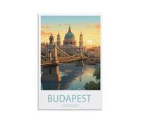 Budapest Hungary Vintage Travel Poster Sunset 08x12inch(20x30cm) Canvas Wall Art Posters for Living Room Decor Paintings for Home Decor
