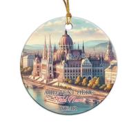 Budapest Hungary Xmas Pendant With Gold String Christmas Decorations Double Sided Xmas Hanging Ornament For Keepsake New Years Wedding