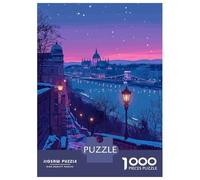 Budapest Night View Travel Puzzle 1000 Pieces, Romantic City Break Scene, Decorative Artwork, Thick Cardboard Pieces, Birthday Gift for Home Décor Fans, 38x26cm/1000pcs