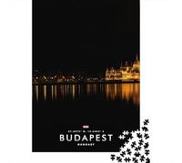 Budapest Parliament at Night Jigsaw Puzzle 1000 Pieces, Old Europe Travel Artwork, Thick Cardboard Pieces, for Home Décor Fans, Gift Idea, 38x26cm/1000pcs