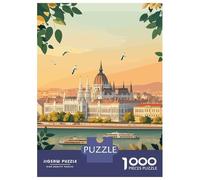 Budapest Parliament Building Jigsaw Puzzle 1000 Pieces, Landmark Urban View, Thick Cardboard Pieces for Puzzle Lovers, Relaxing Challenge, 70x50cm/1000pcs