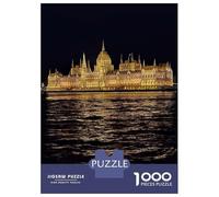 Budapest Parliament Danube Jigsaw Puzzle 1000 Pieces, Old Europe Travel Artwork, Thick Cardboard Pieces, for Home Décor Fans, Gift Idea, 52x38cm/1000pcs