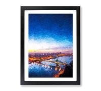 Budapest Skyline In Hungary In Abstract Modern Framed Print | A4 Black Framed Wall Art | Ready to Hang | Abstract Cityscape Picture | Living Room Bedroom Lounge Office