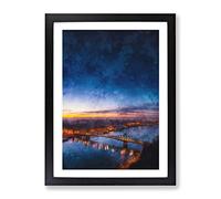 Budapest Skyline In Hungary Painting Modern Framed Print | A3 Black Framed Wall Art | Ready to Hang | Modern Cityscape Picture | Living Room Bedroom Lounge Office
