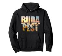 Budapest Text with Hungary Danube River & Parliament Graphic Pullover Hoodie
