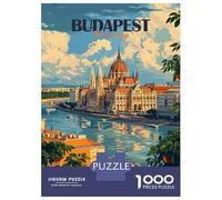 Budapest Travel Poster 1000 Piece Jigsaw Puzzle, Continental Street Poster, Screen-Free Fun, Interlocking Paper Pieces, Travel Gift for Home Décor Fans, 70x50cm/1000pcs