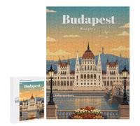 Budapest Travel Poster Jigsaw Puzzle, 500 PCS, Indoor Activity for The Home, An Absorbing Project for Relaxed Weekends, at Home