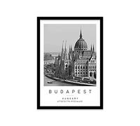 Budapest Travel Print Budapest Wall art Black and white Poster A2 Print in Black frame 45 X 63cm (17.7x24.8inch)